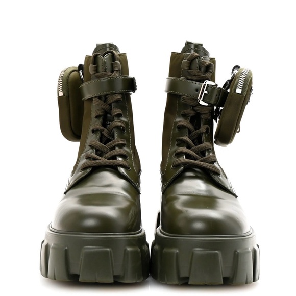 Prada Shoes - Prada Dark Green Combat Boots